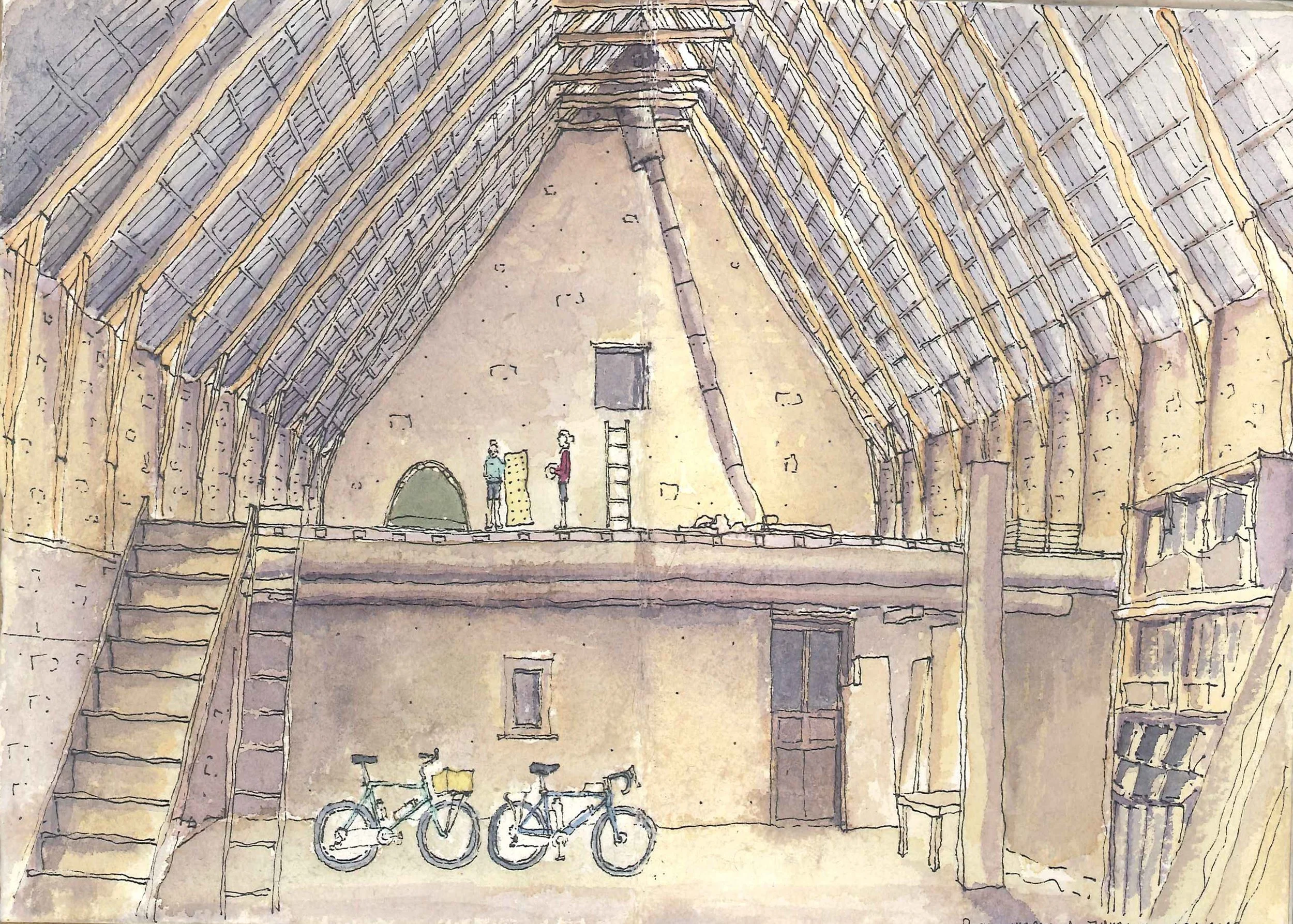 Timothé Girard - Carnet d'aquarelle - Buron dans le massif du cezallier - Abécedaire du voyage à velo.jpg