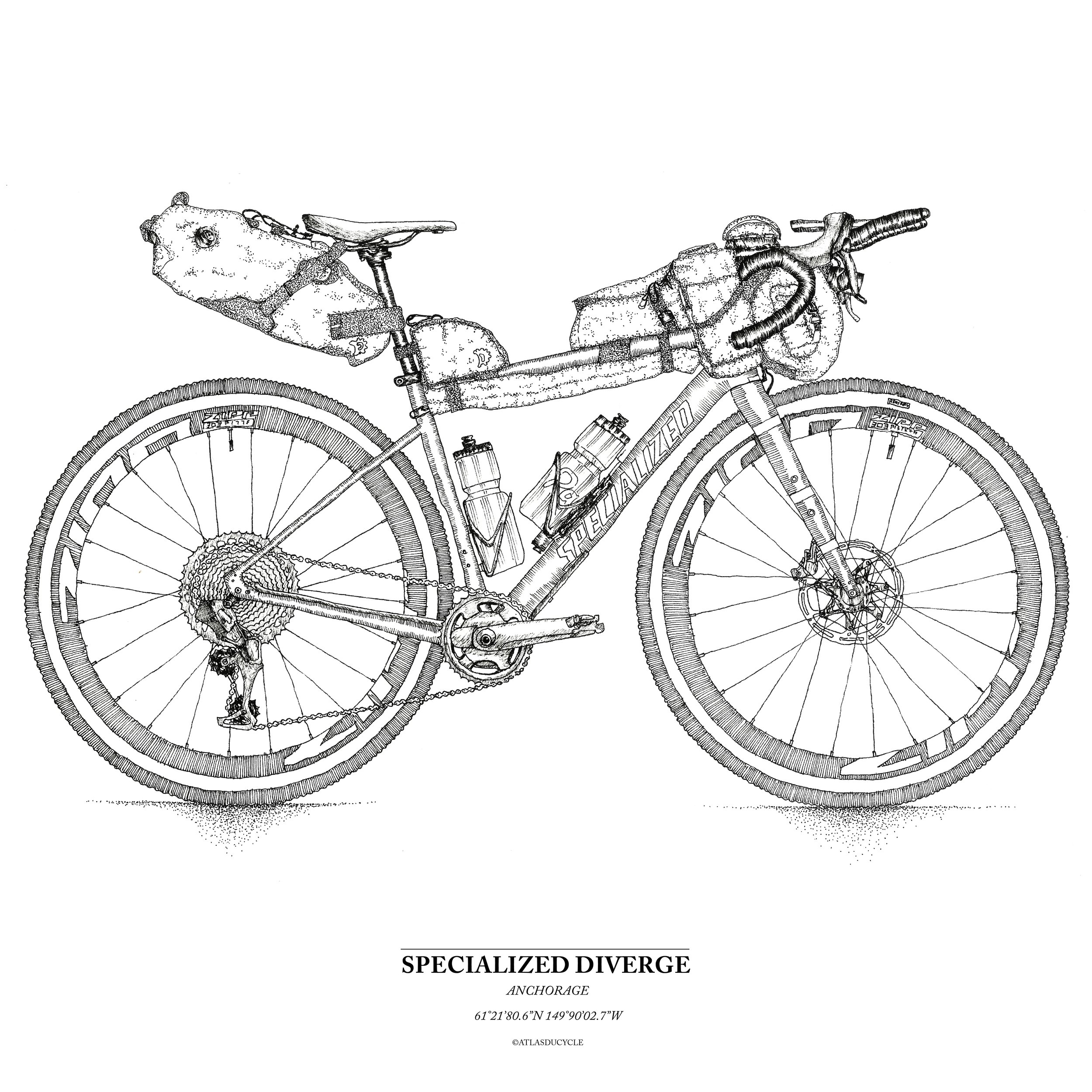 Timothé Girard - Atlas du cycle - Ilustration - Velo Specialized Diverge - Lael Wilcox.jpg