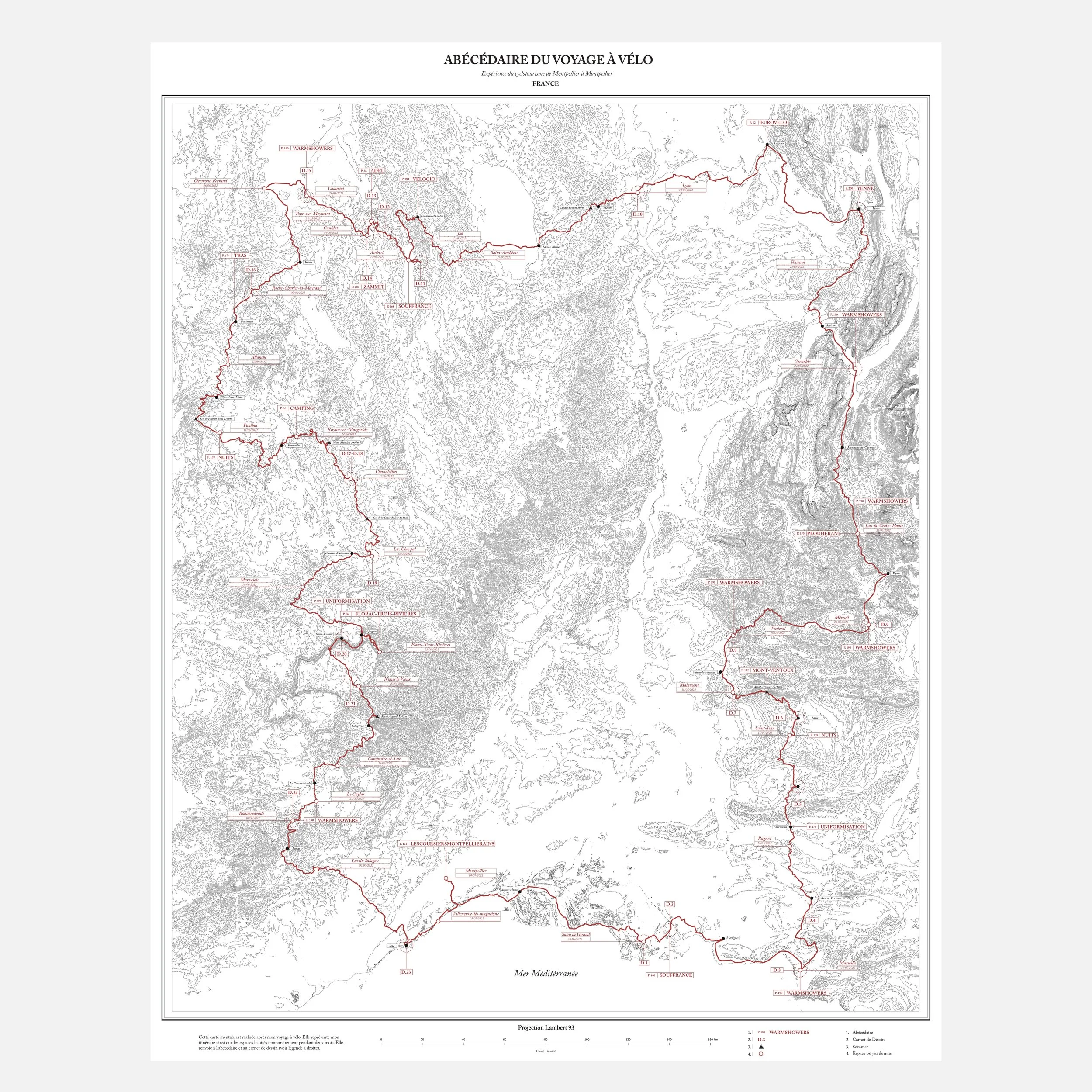 Carte Abécédaire du voyage à vélo