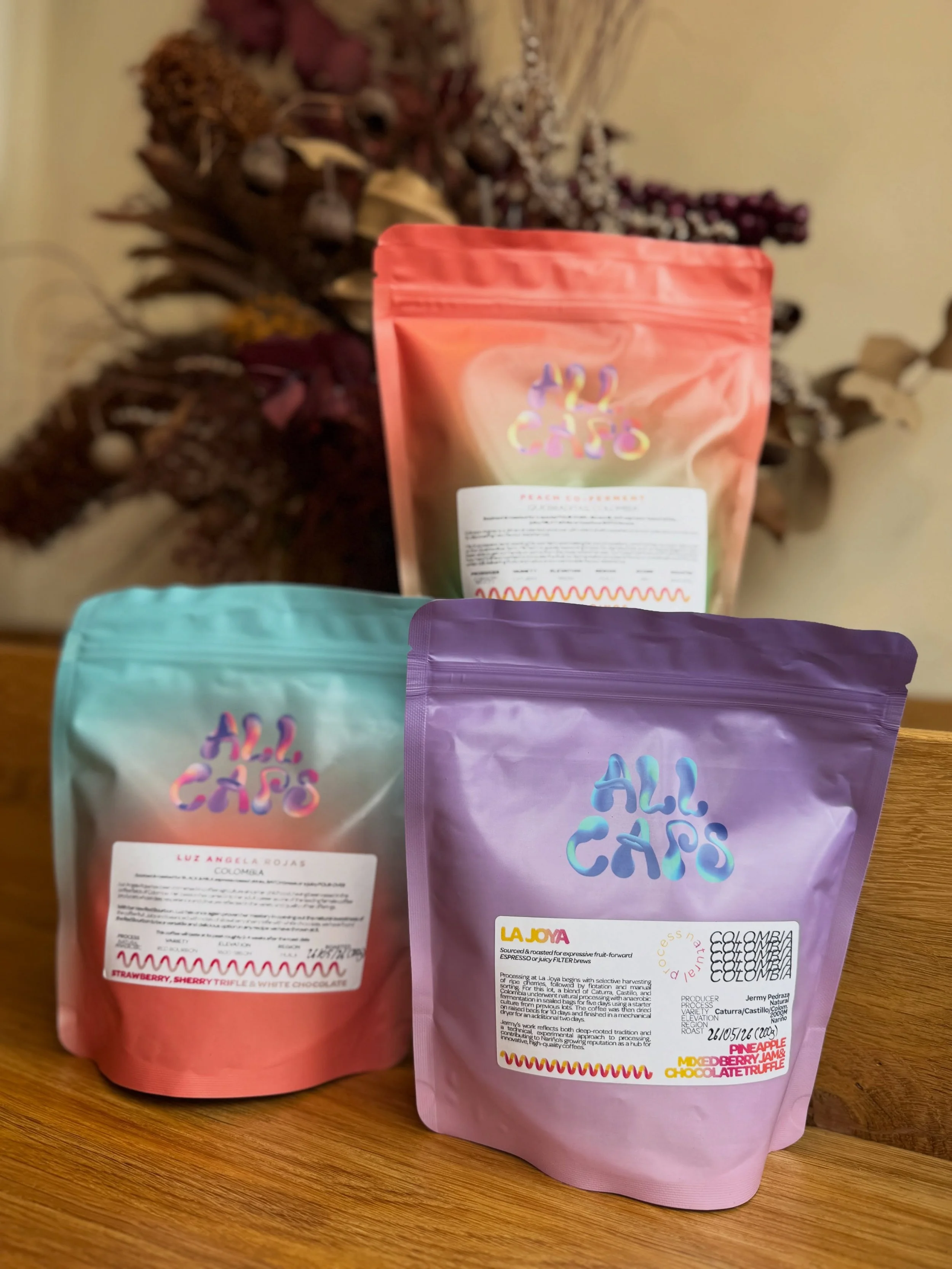 Brand new coffees just dropped from @allcaps_coffee and they're absolute bangers 💥 

All 3 coffees available on retail, as well as:
☕️ Guest Espresso: Peach Co-Ferment
☕️ Guest Filter: La Joya, Natural Colombian

Limited availabilities on these ones