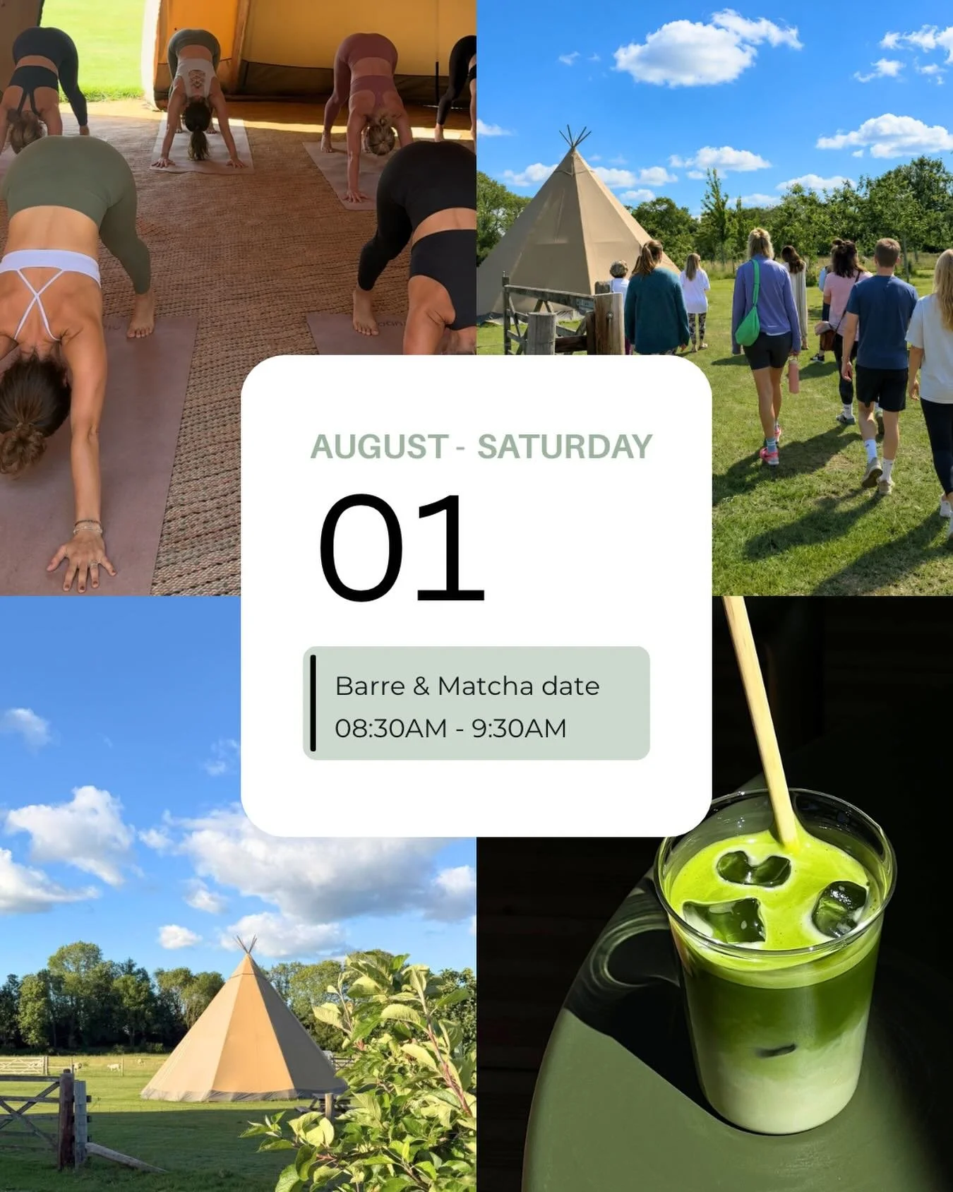 Simple pleasures. Join me for a 45-minute barre class in the tipi followed by an ice matcha from @perfecttedenergy all in the beautiful surrounds of @berryfarmwellness

Saturday 1st August
8:30 - 9:30am
Berry Farm, South Cerney 
&pound;15 per person 
