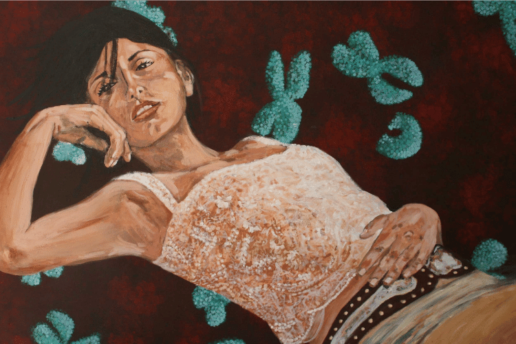 Floating girl, 2011.  Acrylic on canvas -  102 x 76 x 3 cm / 40 x 30 x 1.5 "