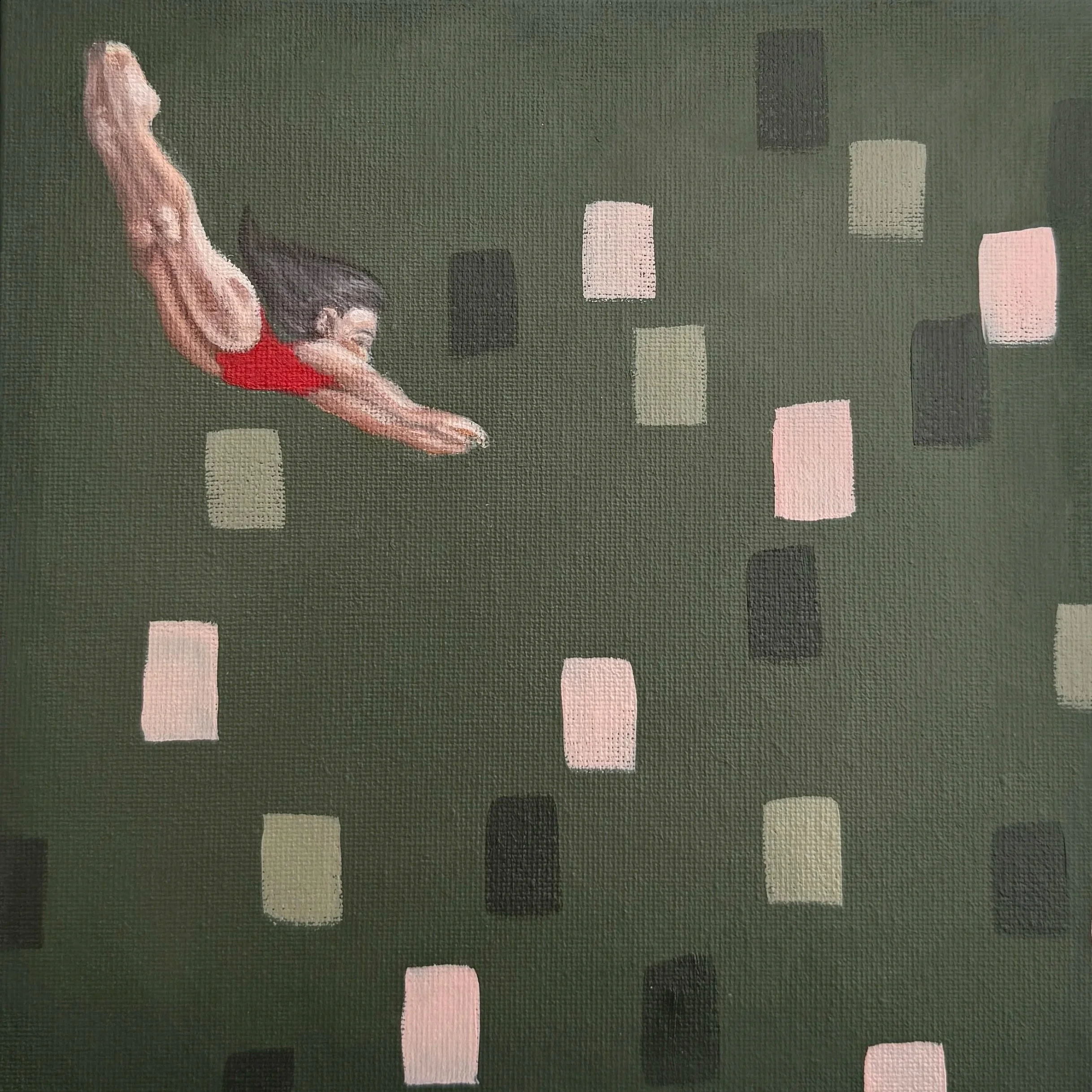 Into the Collective, 2026. Oil on linen board - 20 x 20 x 1 cm / 8 x 8 x .5 "