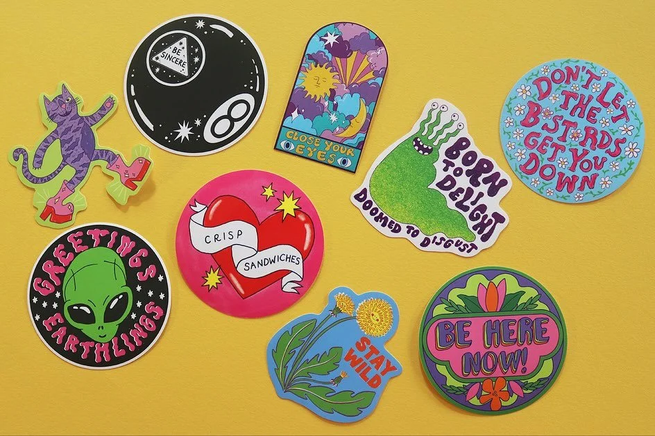 ✨ Stickers! ✨

Here&rsquo;s a little look at our range of stickers, all printed on eco vinyl by the wonderful @tackyandupsetting ! 💘

These are one of our most popular things at markets - we did have some Mr Blobby ones but they got snapped up quick