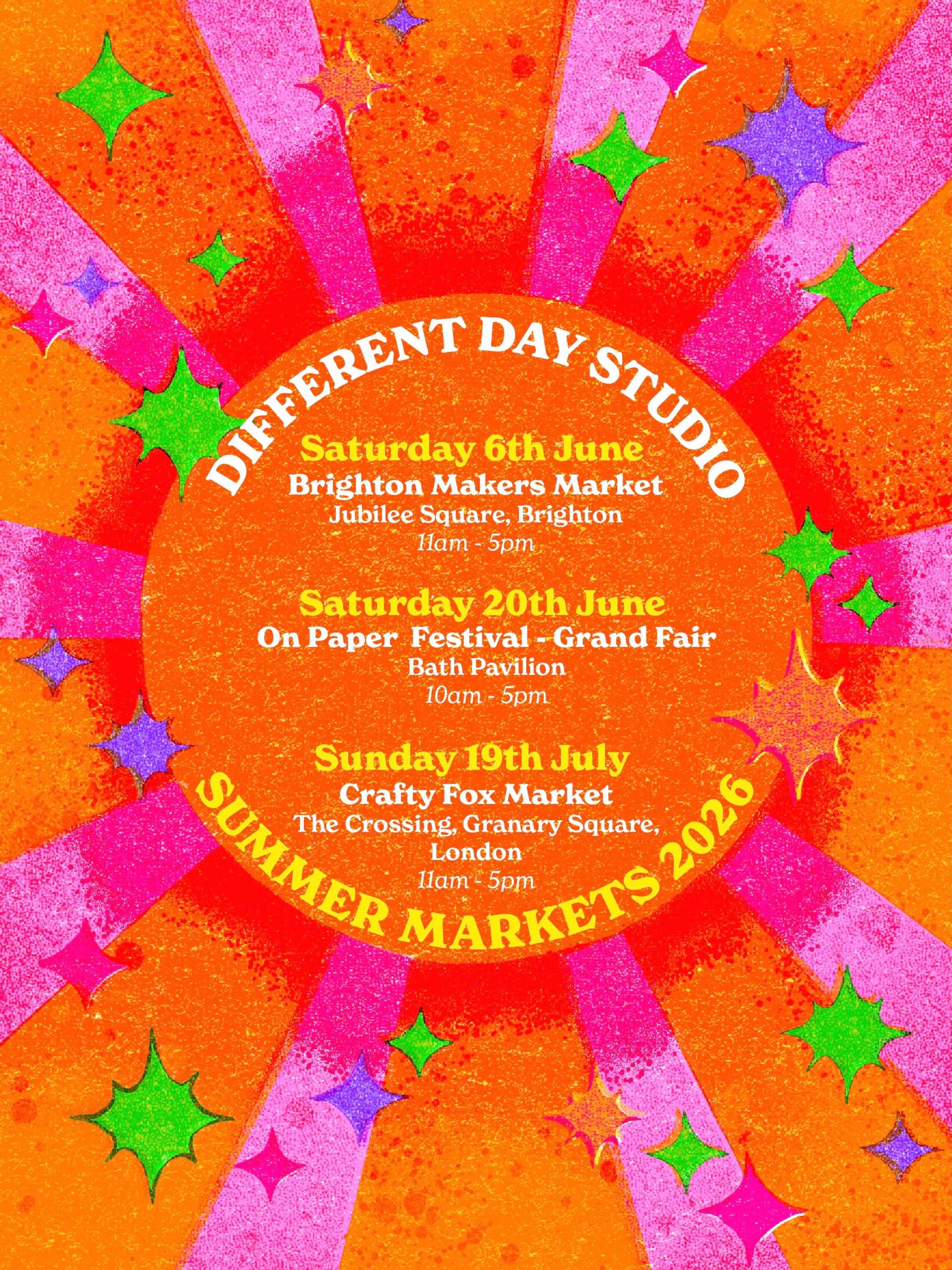💫🌷🌞 Summer Markets 🌞🌷💫

Some exciting markets coming up starting this Saturday! Come and say hi! 💖

🌺 @paperdaisyevents - Brighton Makers Market - Saturday 6th June - Jubilee Square, Brighton - 11am - 5pm

🌞 @onpaperfest - On Paper Festival 