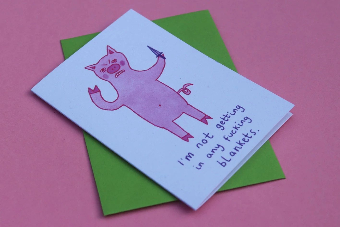 Vegan Christmas Card Pigs in Blankets Pig Funny Rude Weird Alternative Different Day Studio 2.jpg