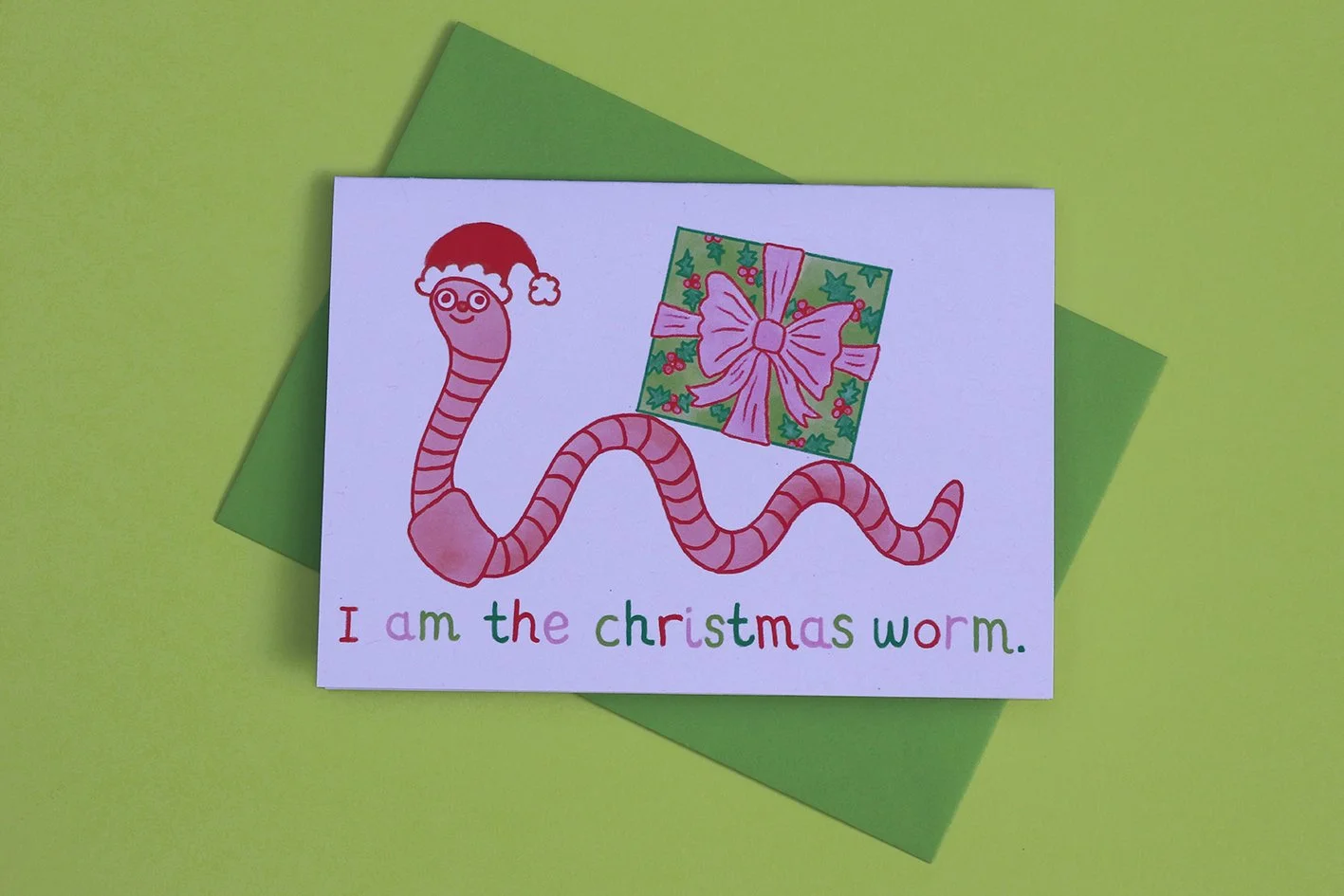 Different Day Studio Christmas Card Worm Silly Funny Weird Kids Card Wacky 1.jpg.jpg