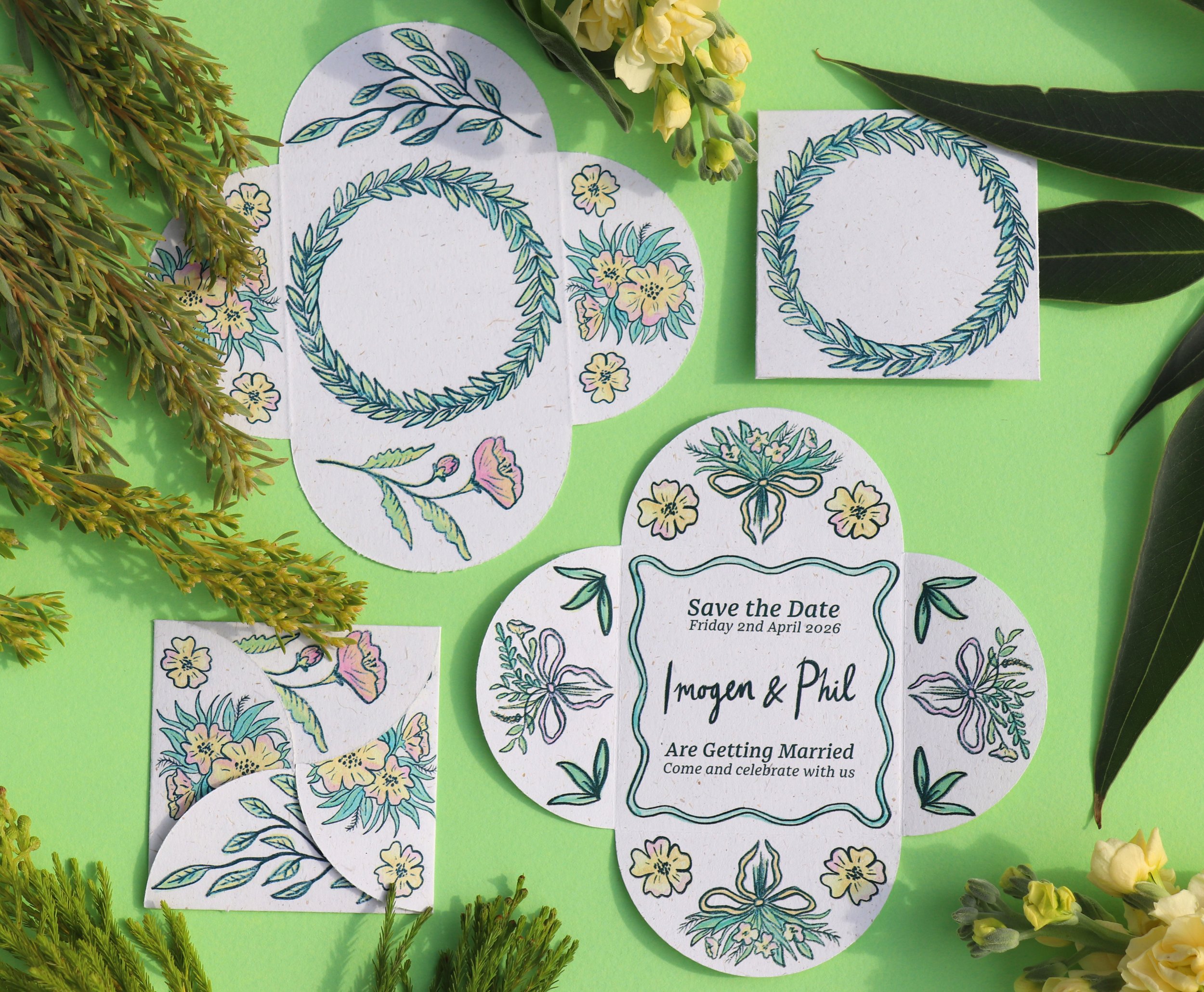 Meadow Save The Dates Close Up