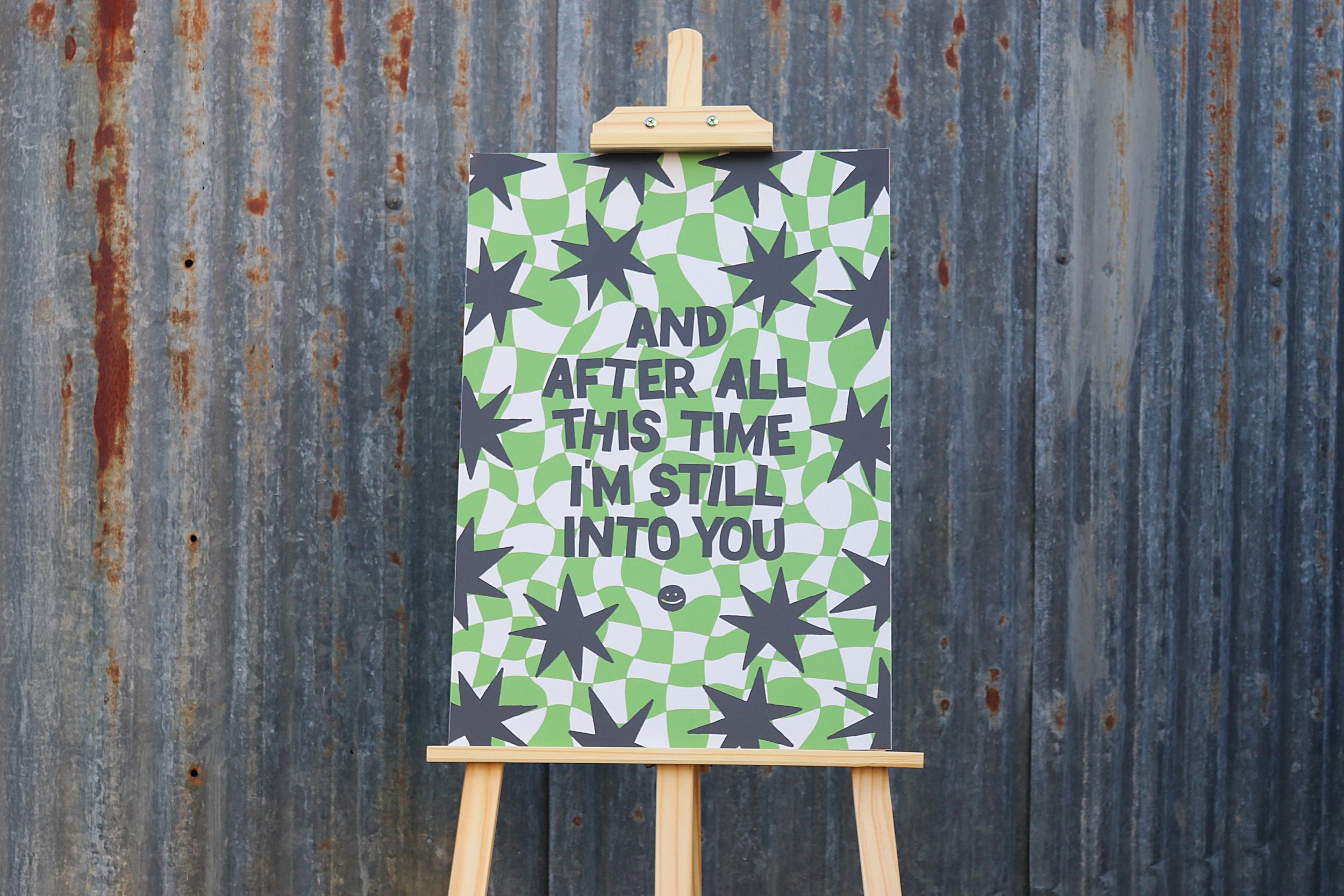 Different Day Studio Wavy Check Quote Sign Unique Alternative Wedding and Event Stationery