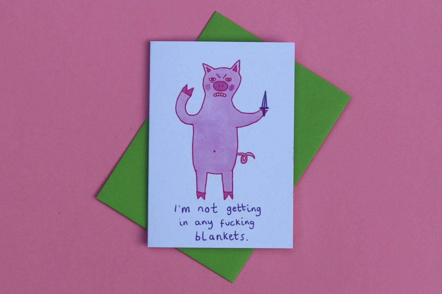 Vegan Christmas Card Pigs in Blankets Pig Funny Rude Weird Alternative Different Day Studio 3.jpg