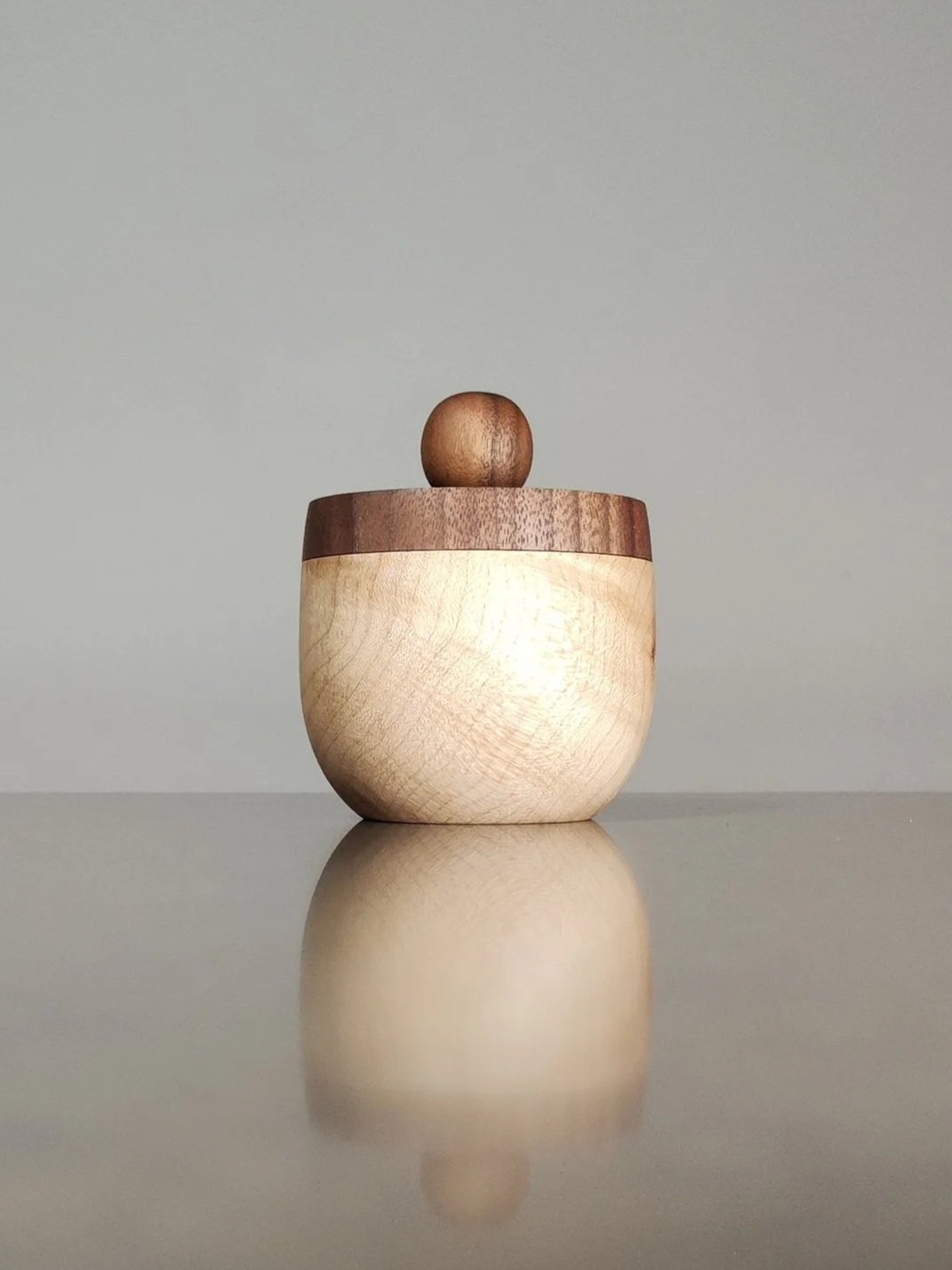 Sycamore and walnut lidded pot