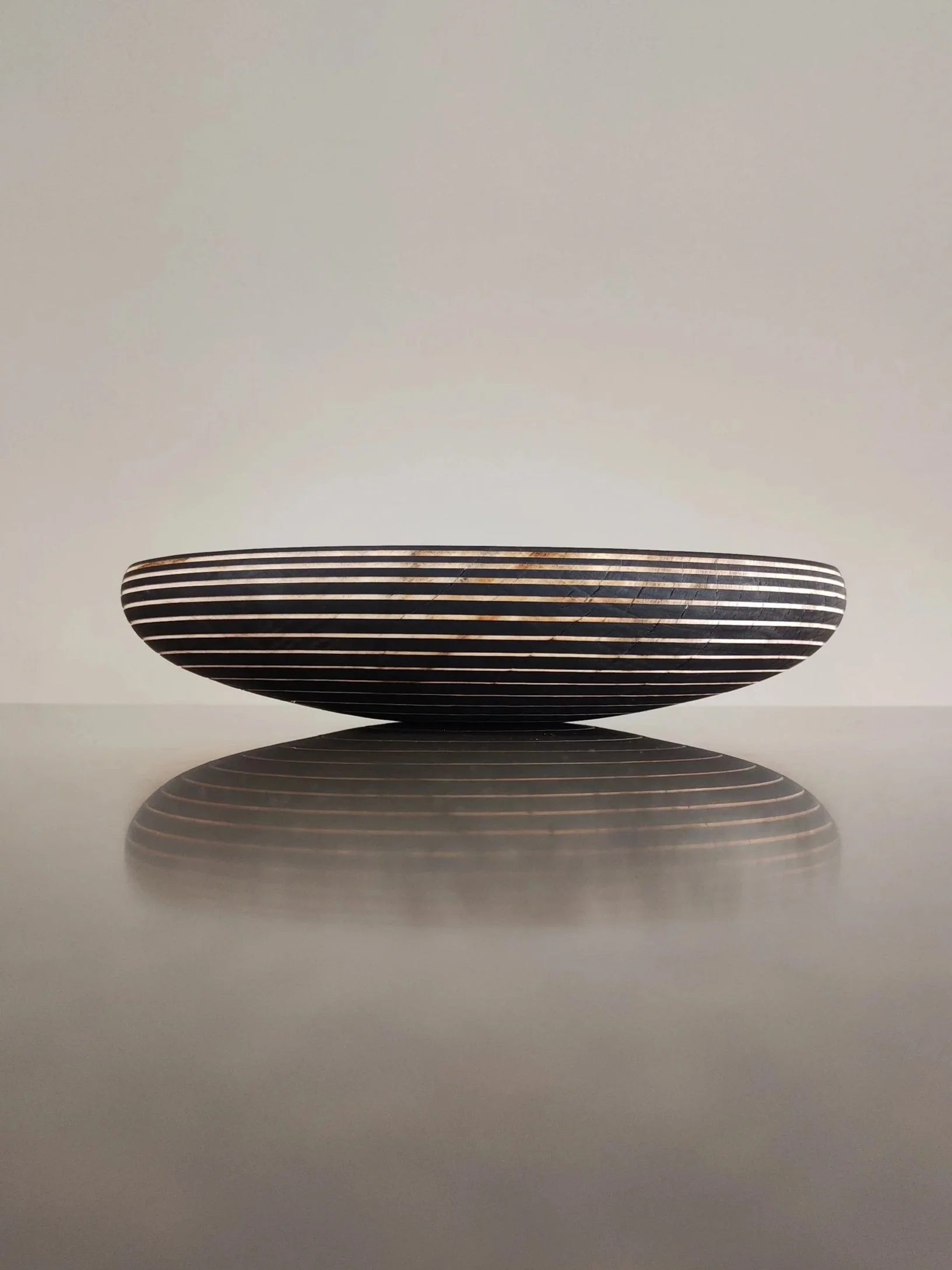 Ebonised sycamore bowl with stripes