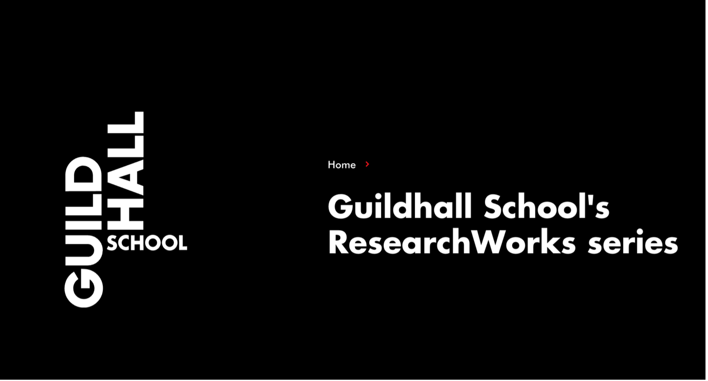 Black and white Guildhall ResearchWorks logo