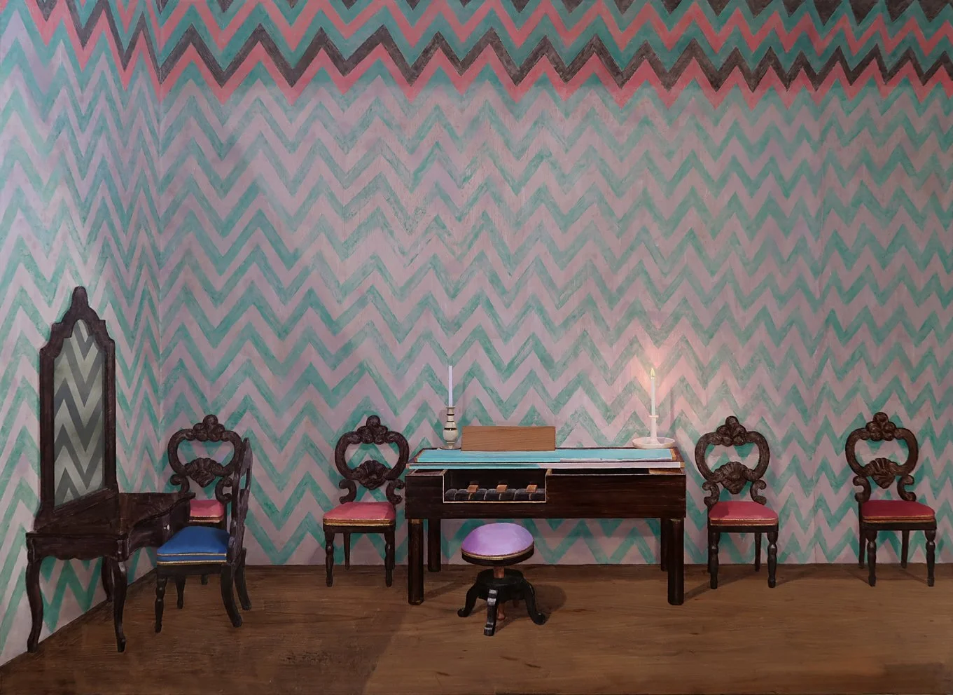 THREE TONE MELODY, oil on birch panel, 122 x 165 cm