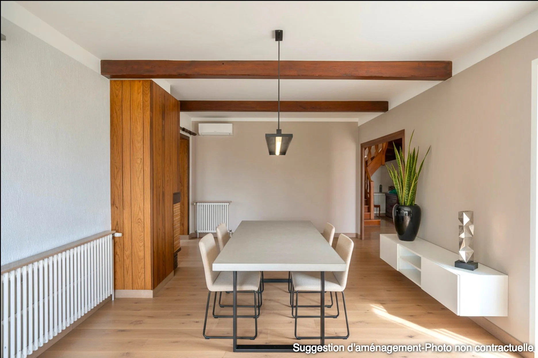 Après : suggestion d'aménagement de la salle à manger moderne avec décoration minimaliste