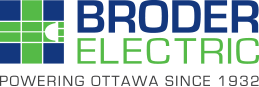Broder Electric logo with text 'Powering Ottawa Since 1932' in blue and green.