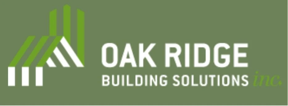 Logo of Oak Ridge Building Solutions Inc, featuring stylized green and white lines forming a house outline against a green background.