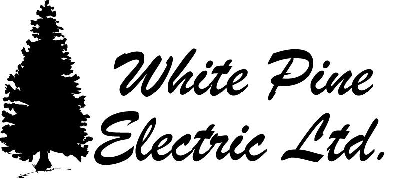 Logo of White Pine Electric Ltd. featuring a black silhouette of a pine tree.