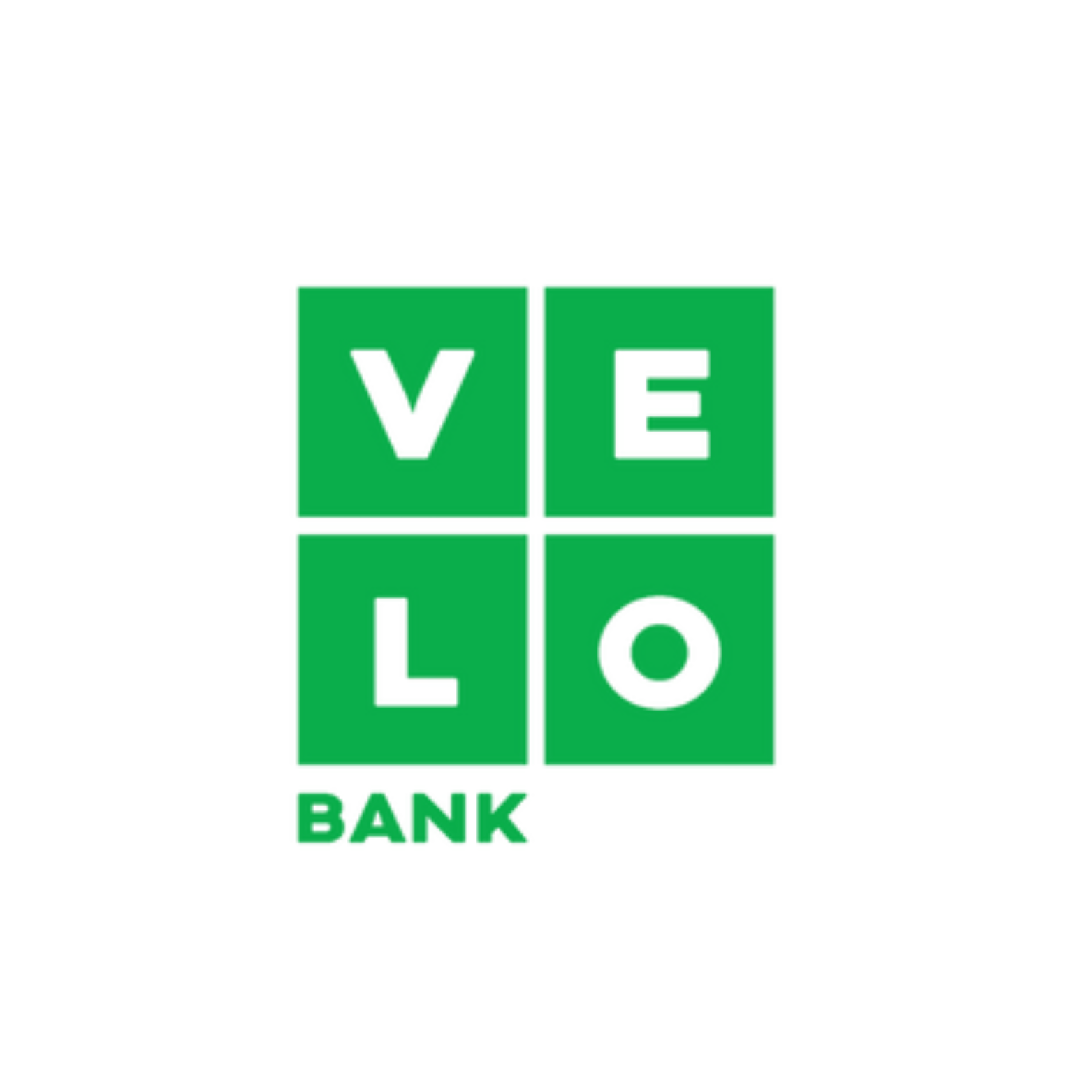 A graphic of a green tic-tac-toe board with the words 'V E' in the top squares, 'L' and 'O' in the bottom squares, and 'BANK' in green text below.