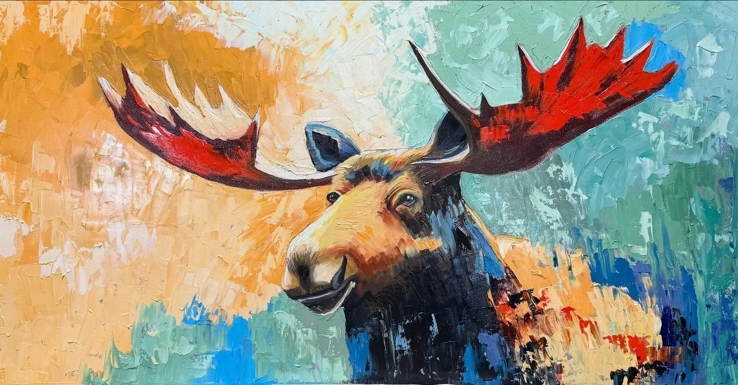 Echoes of Antlered Magic  40&rdquo;x20&rdquo; oil on gallery wrapped canvas.  This is the one from the speed painting I posted yesterday.