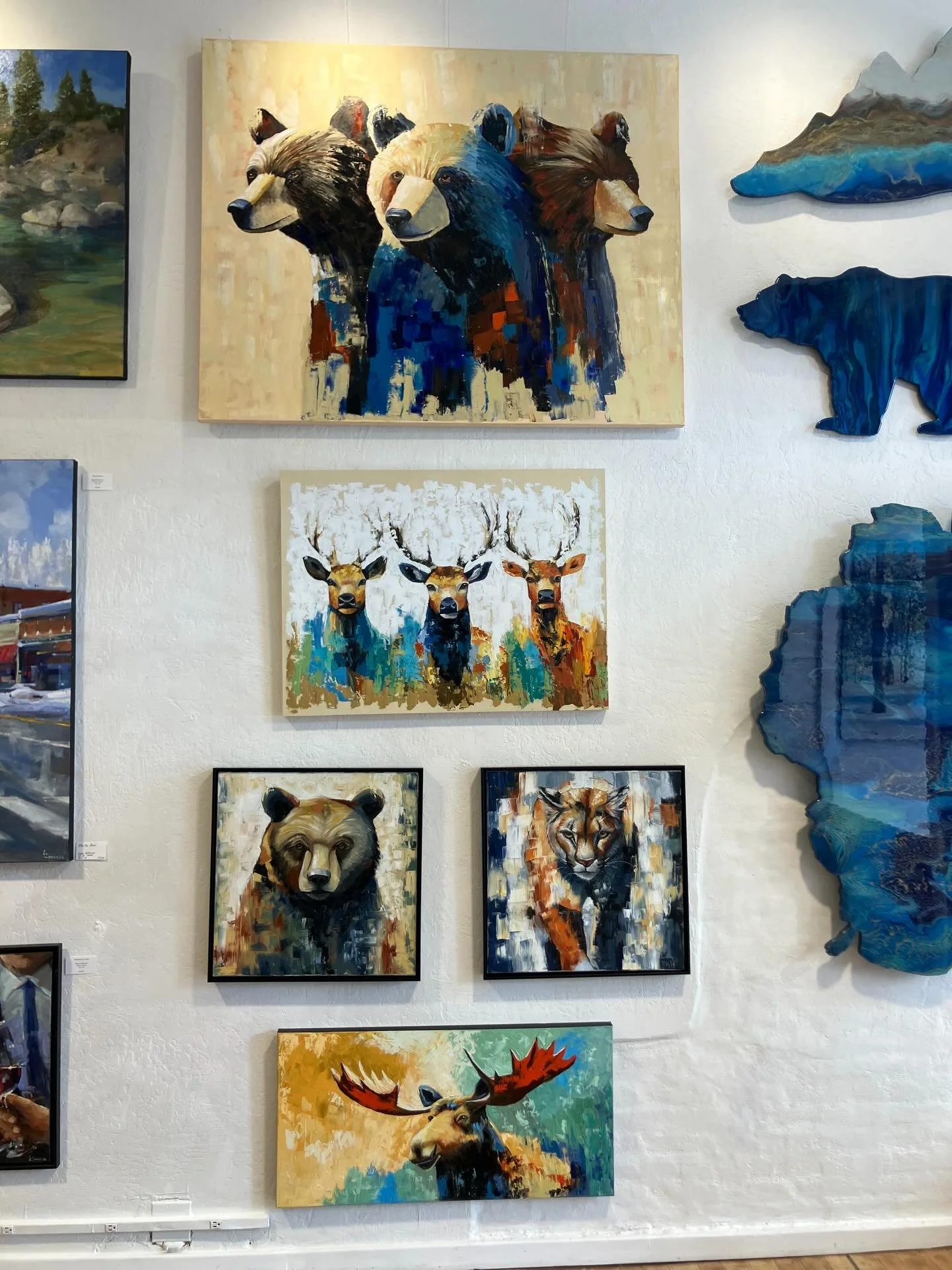 My art inside Gallery 5830 in Truckee, CA.  I&rsquo;m excited to be painting at the Art Walk March 7th from 4-7pm.