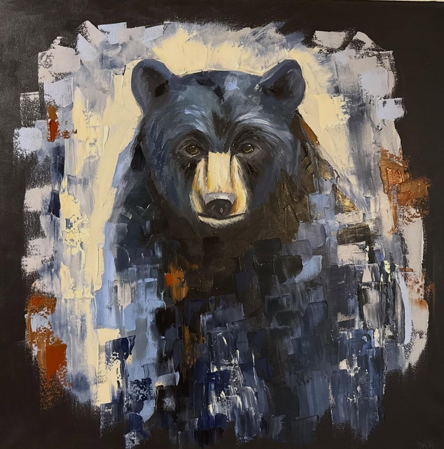 24x24x1.5 Oil.  This is at Gallery 5830 in Truckee CA.