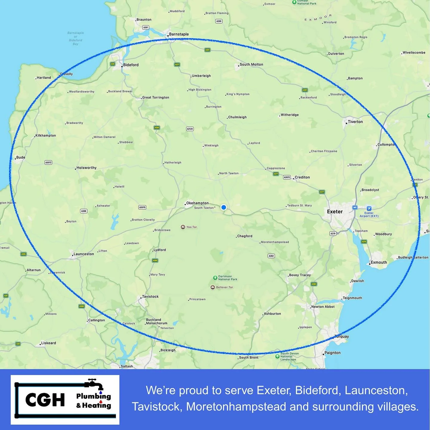 From Exeter to Bideford, Tavistock to Launceston - and all the villages in between, wherever you are in Mid Devon, CGH Plumbing &amp; Heating are your trusted local team.

##MidDevonBusiness #TrustedLocally #SouthWestPlumber #HeatingExperts #DevonPlu