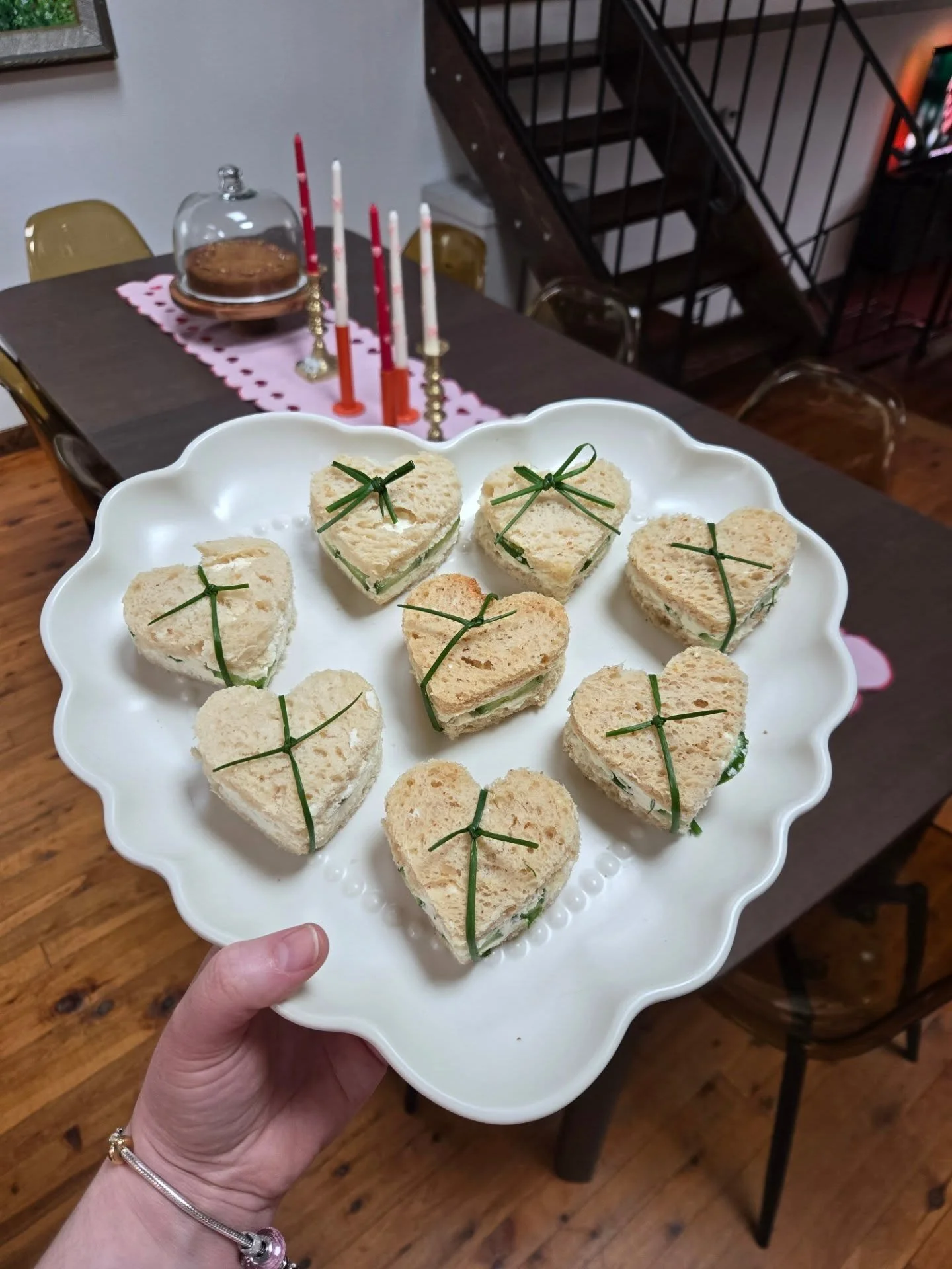A brief moment for joy and connection in the form of a gluten-free galentine's tea party. 🫖💕 I love hosting these little get togethers. 

On the menu, cucumber dill cream cheese sandwiches &amp; deviled egg sandwiches. Sugared fruit salad. A friend