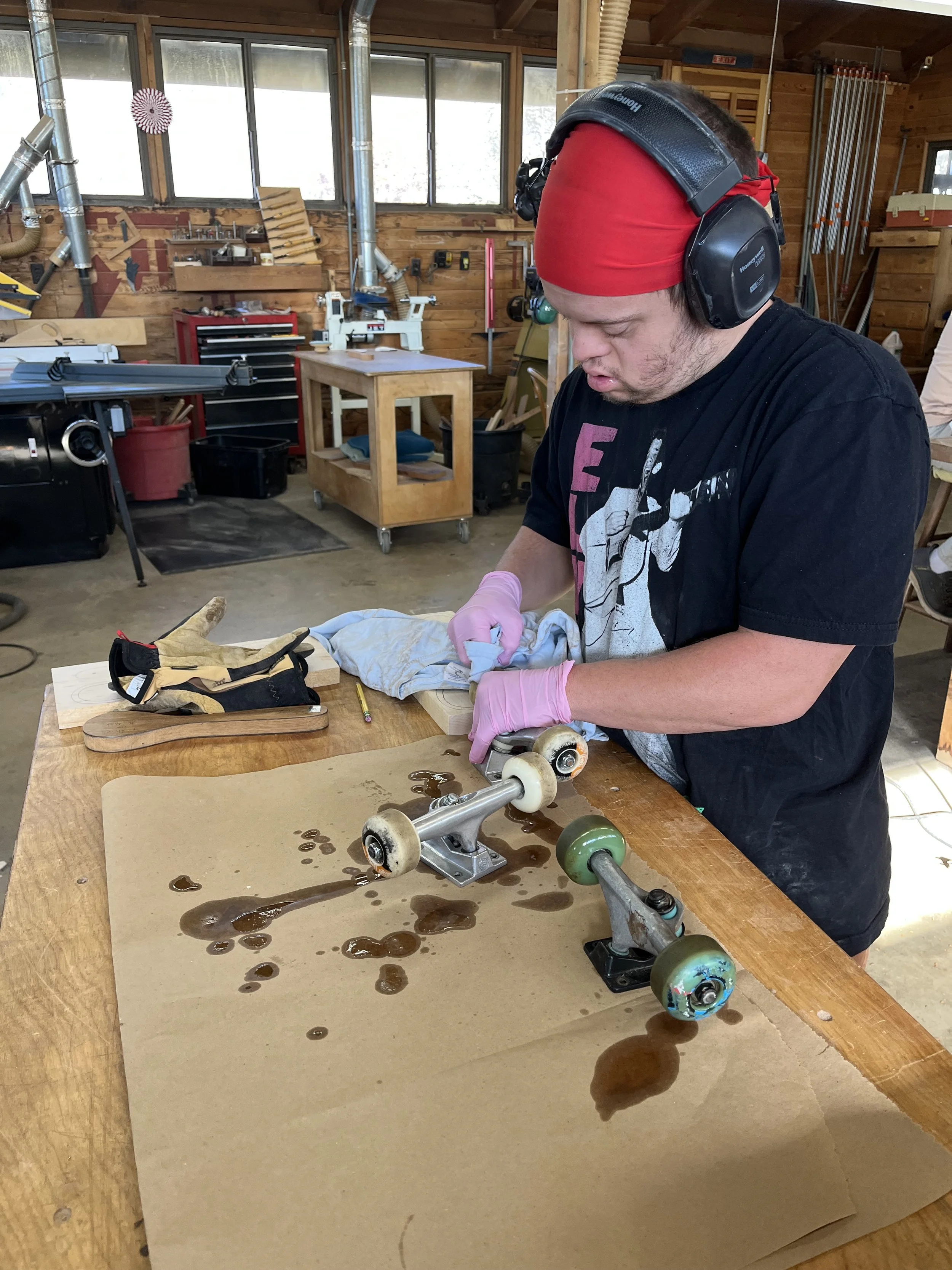 Max oils board parts to keep them in shape