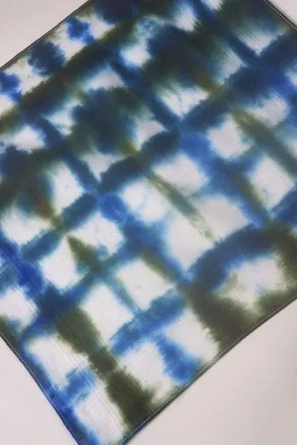 shibori inspired grid pocket square