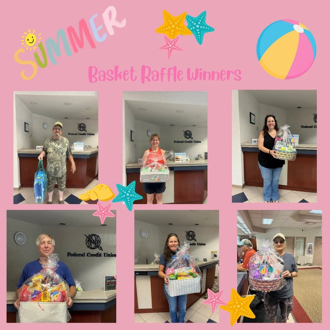 PALCO Federal Credit Union would like to thank our incredible members and staff for supporting our basket raffle throughout the month of July.  By participating and giving back, you are living out the Credit Union philosophy of "People Helping P