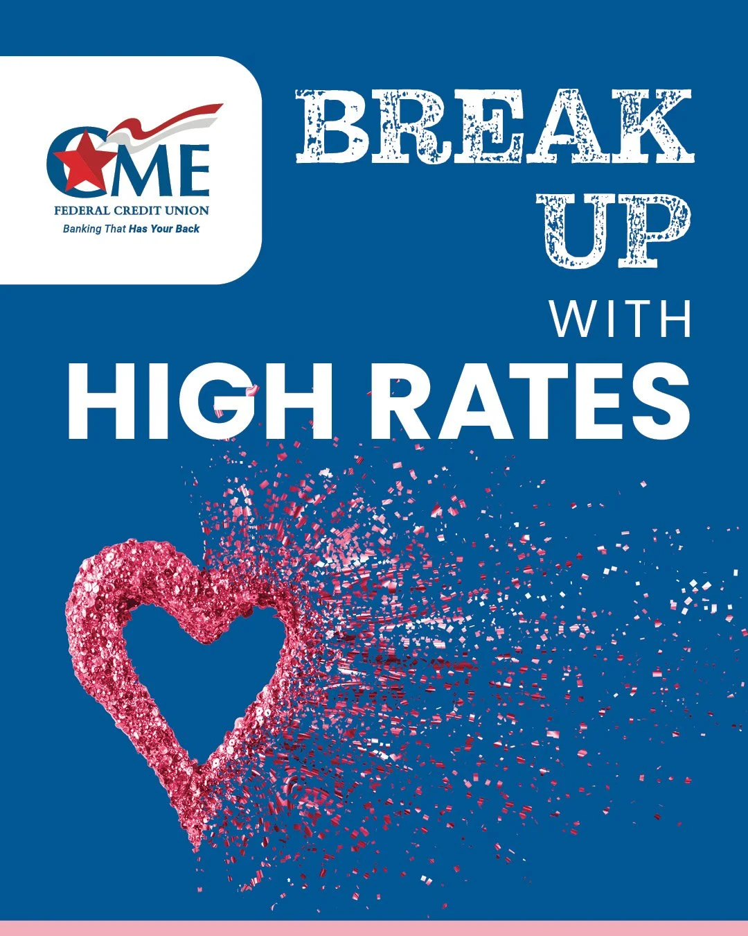 Start fresh this year. Transfer your credit card balance to CME and enjoy 3% APR* for 12 months.
Make the switch and give your wallet a glow up!

*Terms and conditions apply. Offer valid on new money only. APR = Annual Percentage Rate. 3.00% APR on b