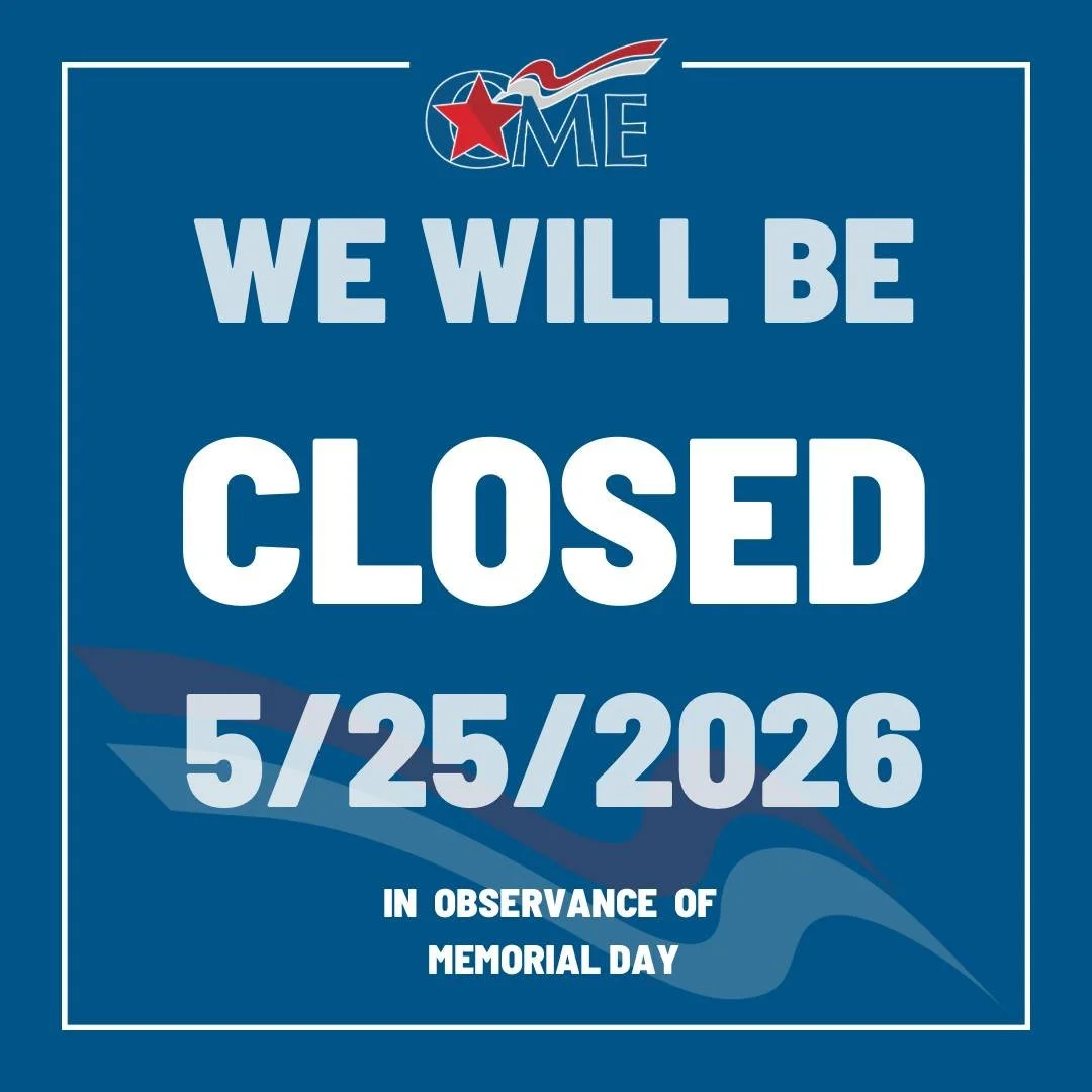 All CME branches and services will be closed on Monday, May 25 in observance of Memorial Day. We will reopen on Tuesday, May 26.