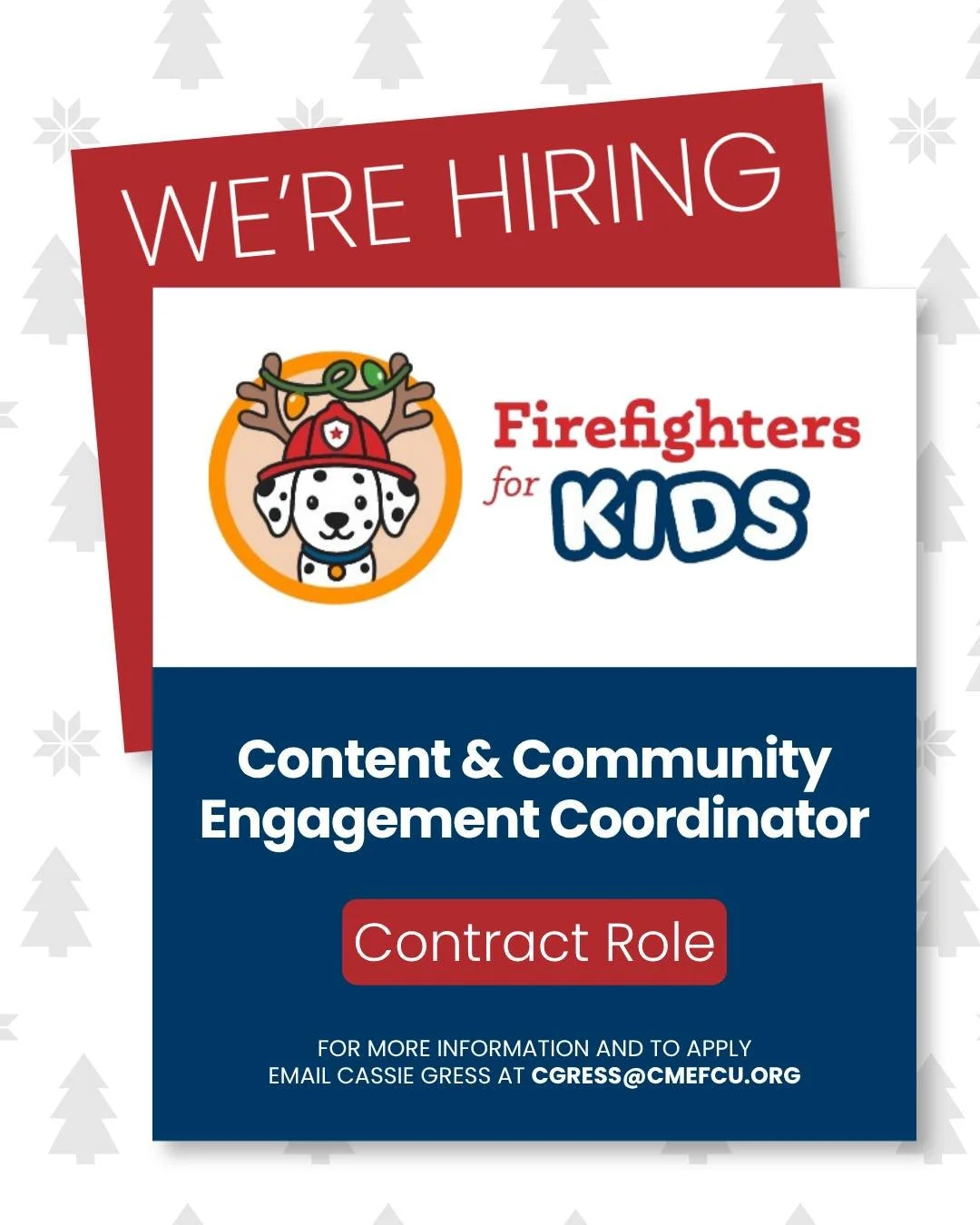 Firefighters for Kids is looking for a Contract Content &amp; Community Engagement Coordinator for 2026. Someone creative, community-minded, and ready to jump in quickly to help bring energy and visibility to this year&rsquo;s holiday program. While 