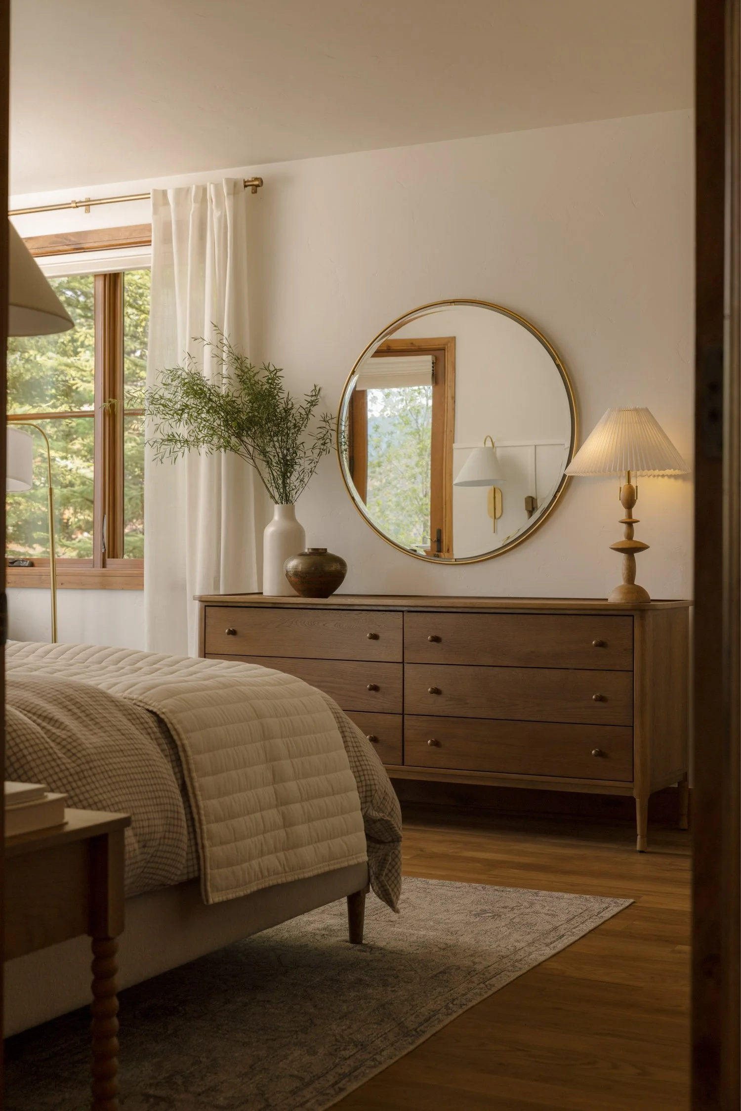 Bright modern bedroom in Vail home designed by interior designer Krista Weisman of Intentional Design Co.