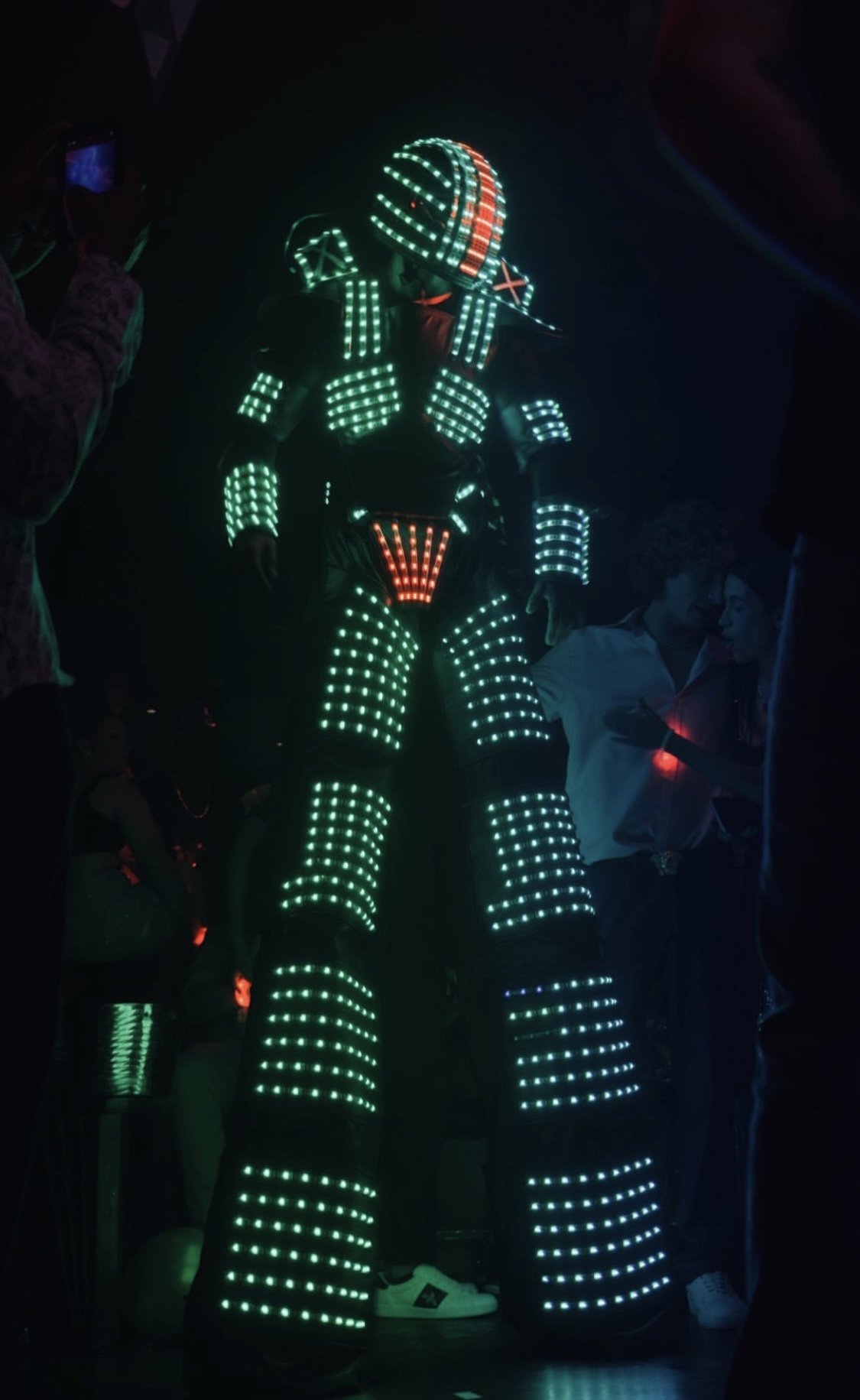 LED Robot performer entertaining guests at a wedding and corporate event in Miami