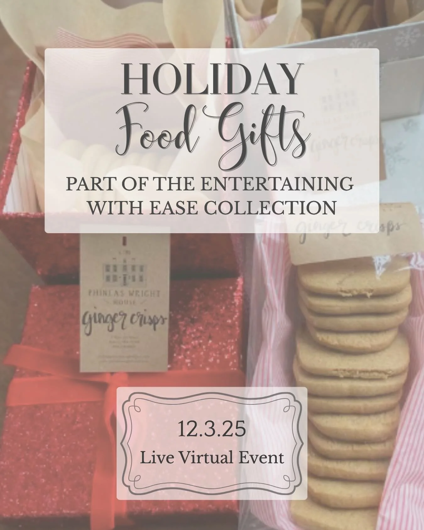 🎁✨ HOLIDAY FOOD GIFTS WORKSHOP ✨🎁

Let&rsquo;s wrap up your holiday gifting with ease, beauty, and a sprinkle of homemade magic.

Join me in the kitchen (virtually!) for a cozy, joy-filled workshop where we&rsquo;ll create delicious gifts that are 