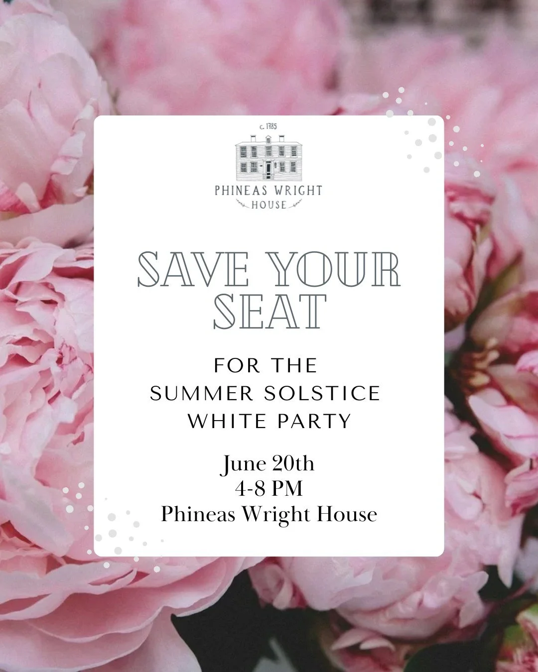 Al fresco dining at its best. A long table set in the field behind the barn, surrounded by natural beauty and the laughter of friends, new and old, and an abundance of peonies.

Wear your favorite white outfit. Enjoy delightful conversations and a de