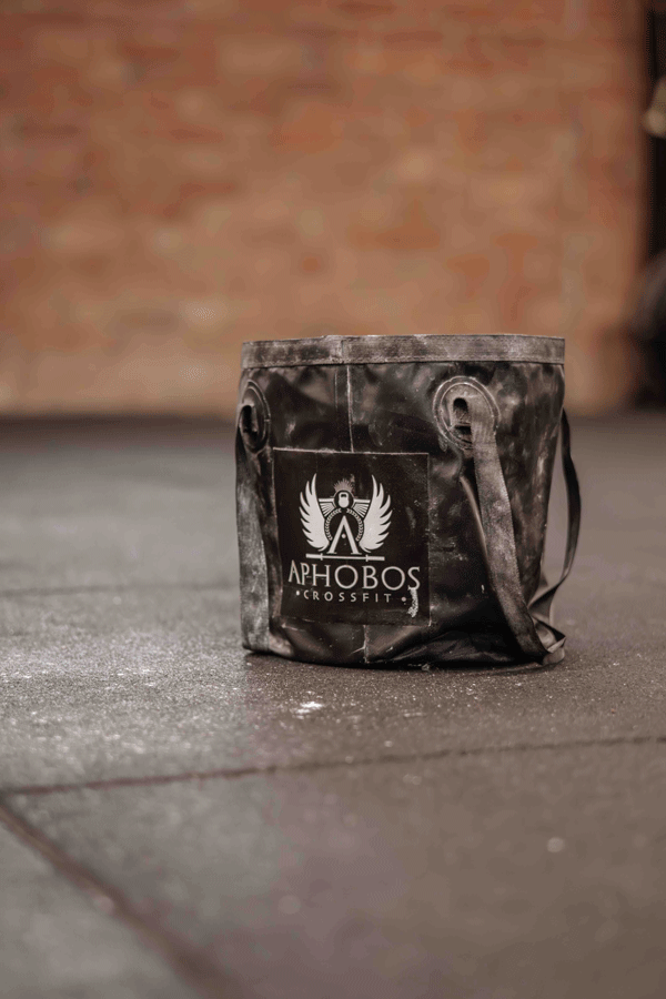 Chalk bag on a gym floor