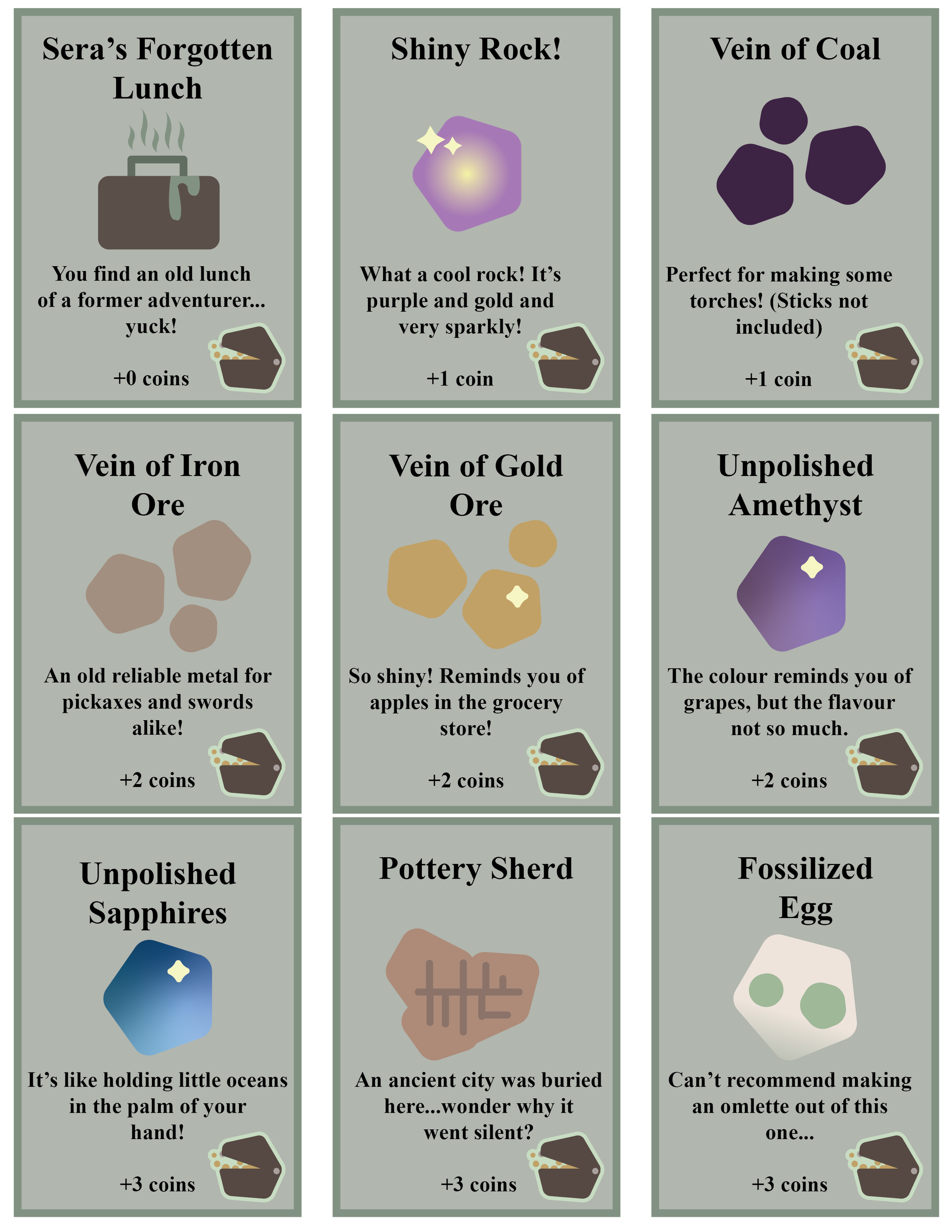 Adobe Illustrator assets created for board game titled "Cave game"