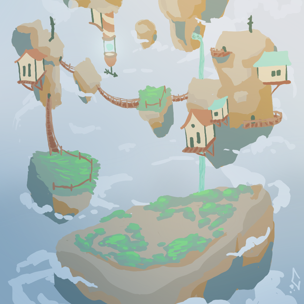 Fantasy town painting for an original story