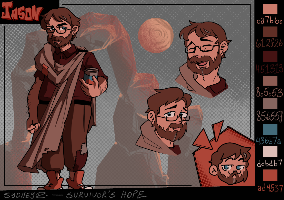 Concept art sheet for "Jason" from Survivor's Hope.