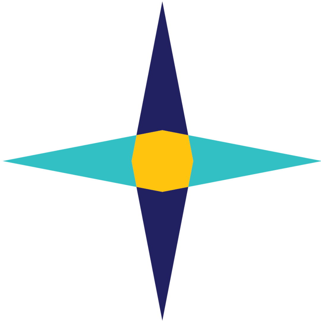 Simplified Luminarias starburst logo, a four pointed star made of just two overlaping diamonds