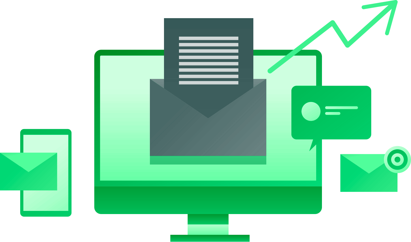 graphic of an email open on a computer monitor