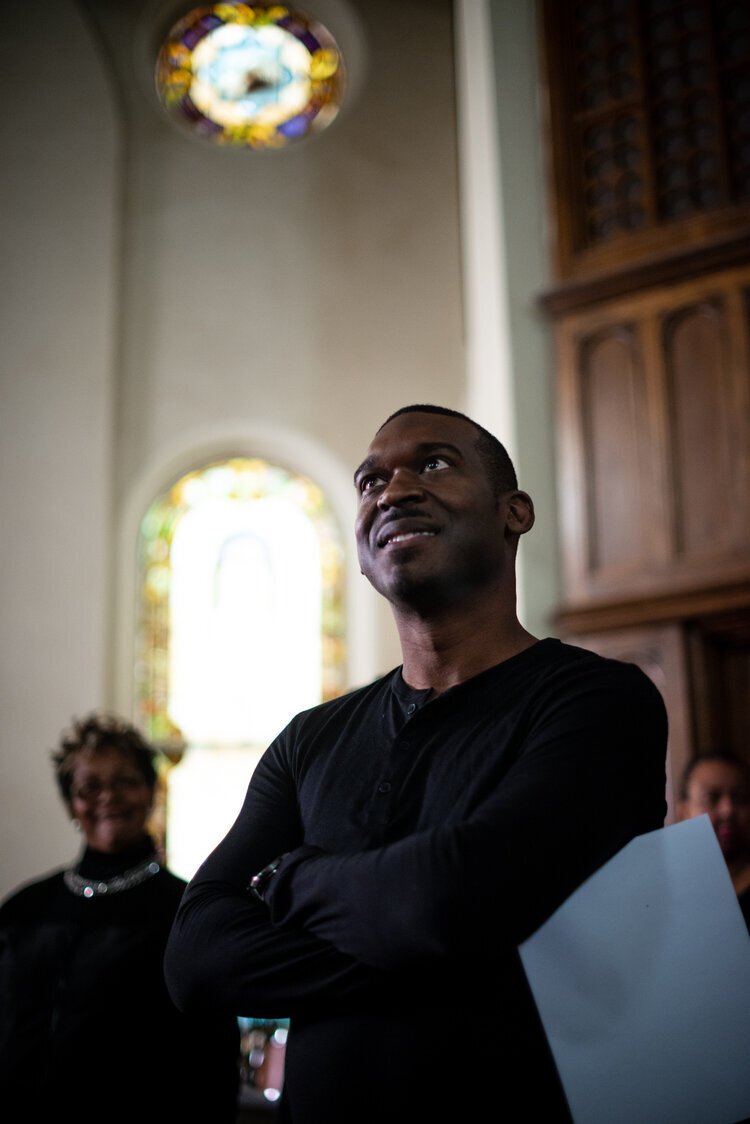 This group of local singers are performing together for the first time, coordinated by Carrie Davis. Because of COVID-19, rehearsals were not possible, so it was recorded live on site spaced throughout the sanctuary.