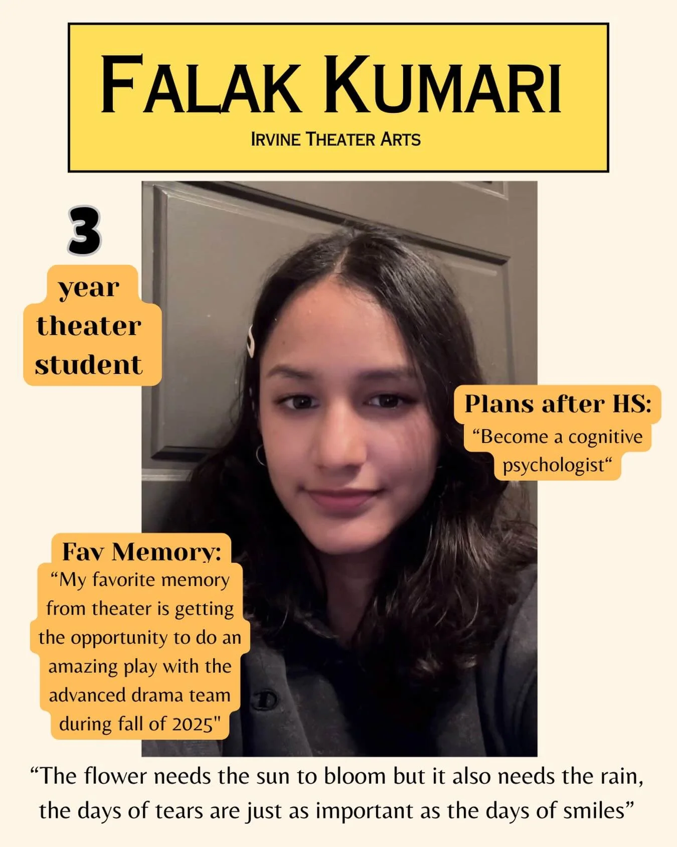 Thank you for being a part of our department Falak! We will miss you!