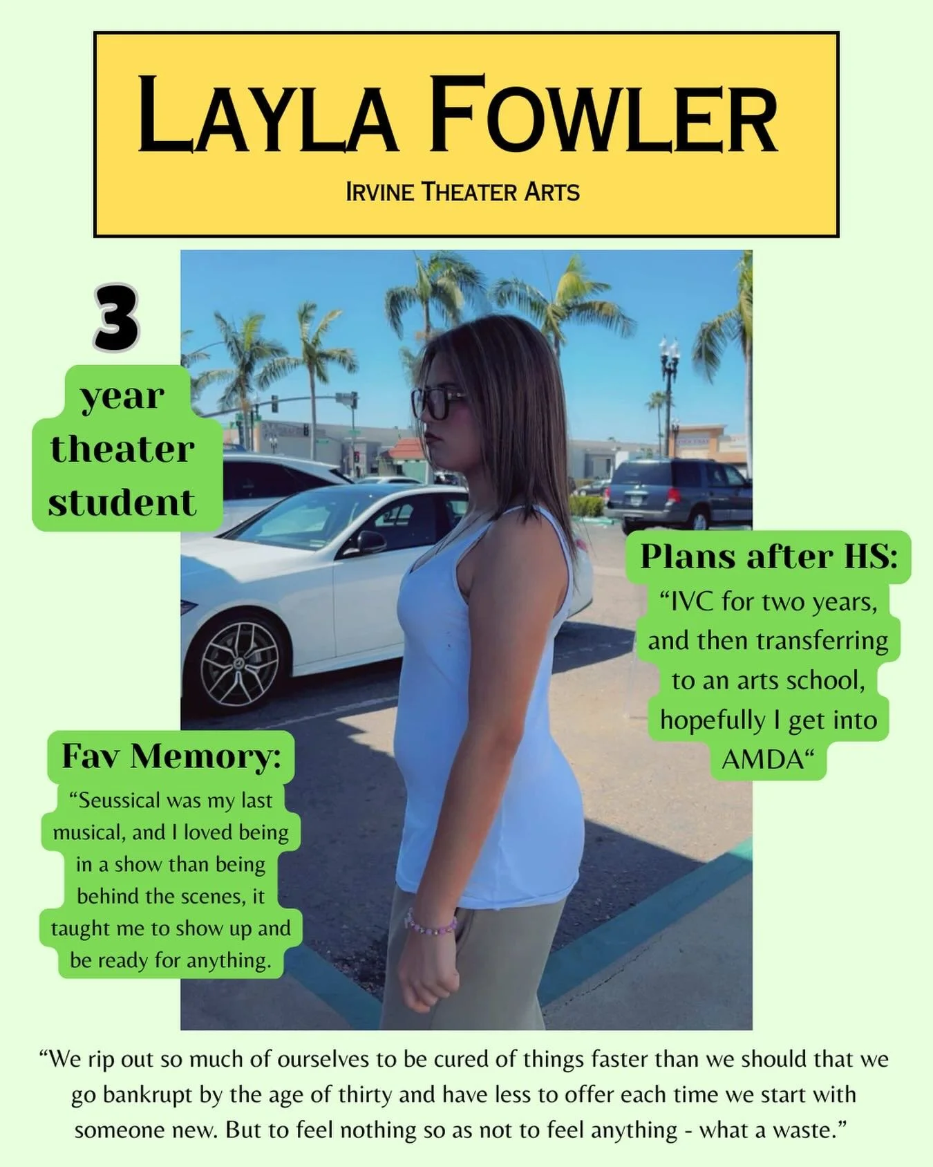 We will miss you Layla! We&rsquo;ve loved having you in our department