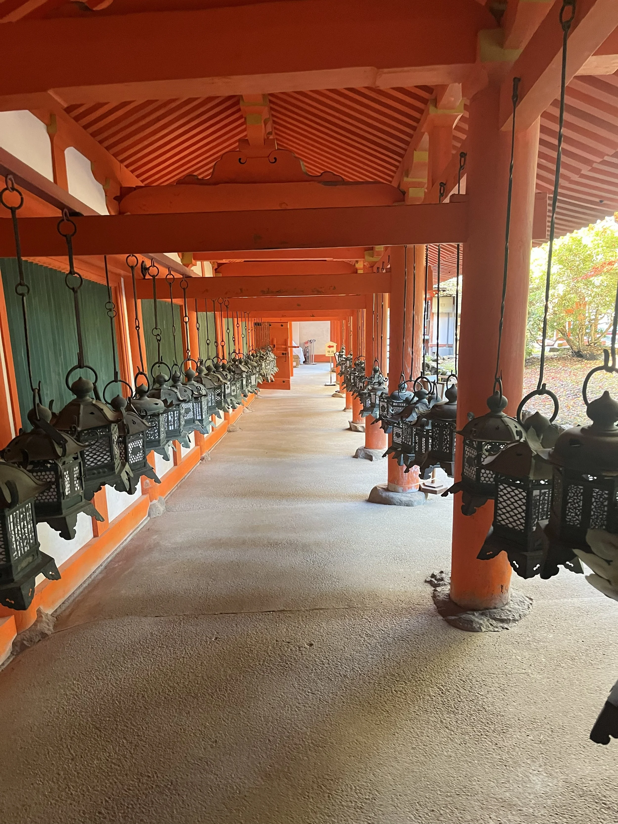 typické kovové lucerny svatyně Kasuga Taisha, Nara