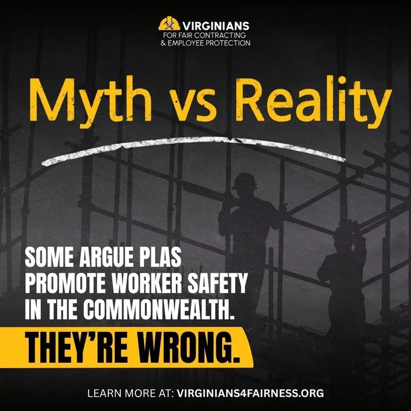 Federal Data Disprove Claims that Government-Mandated PLAs Increase Worker Safety in Virginia