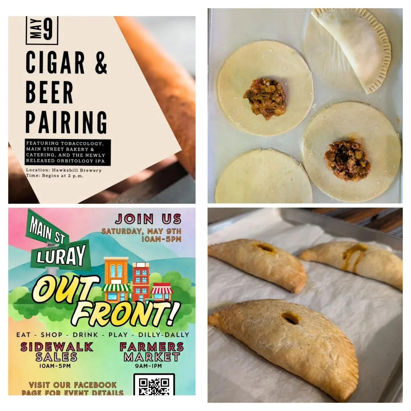 We will be doing a Pop Up OUT FRONT @hawksbillbrewingco this Saturday 2:30 - 6pm. Shop at all the sidewalk sales and farmers market than stop in for a Ground Turkey Empanada, or a Spinach &amp; Feta Galette, or a bowl of Chicken Poblano Soup. We can'